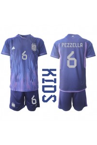 Fotbalové Dres Argentina German Pezzella #6 Dětské Venkovní Oblečení MS 2022 Krátký Rukáv (+ trenýrky)